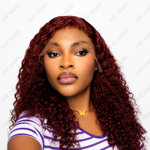 16’ Burgundy pixy curls (5x5) closure (factory wigged)